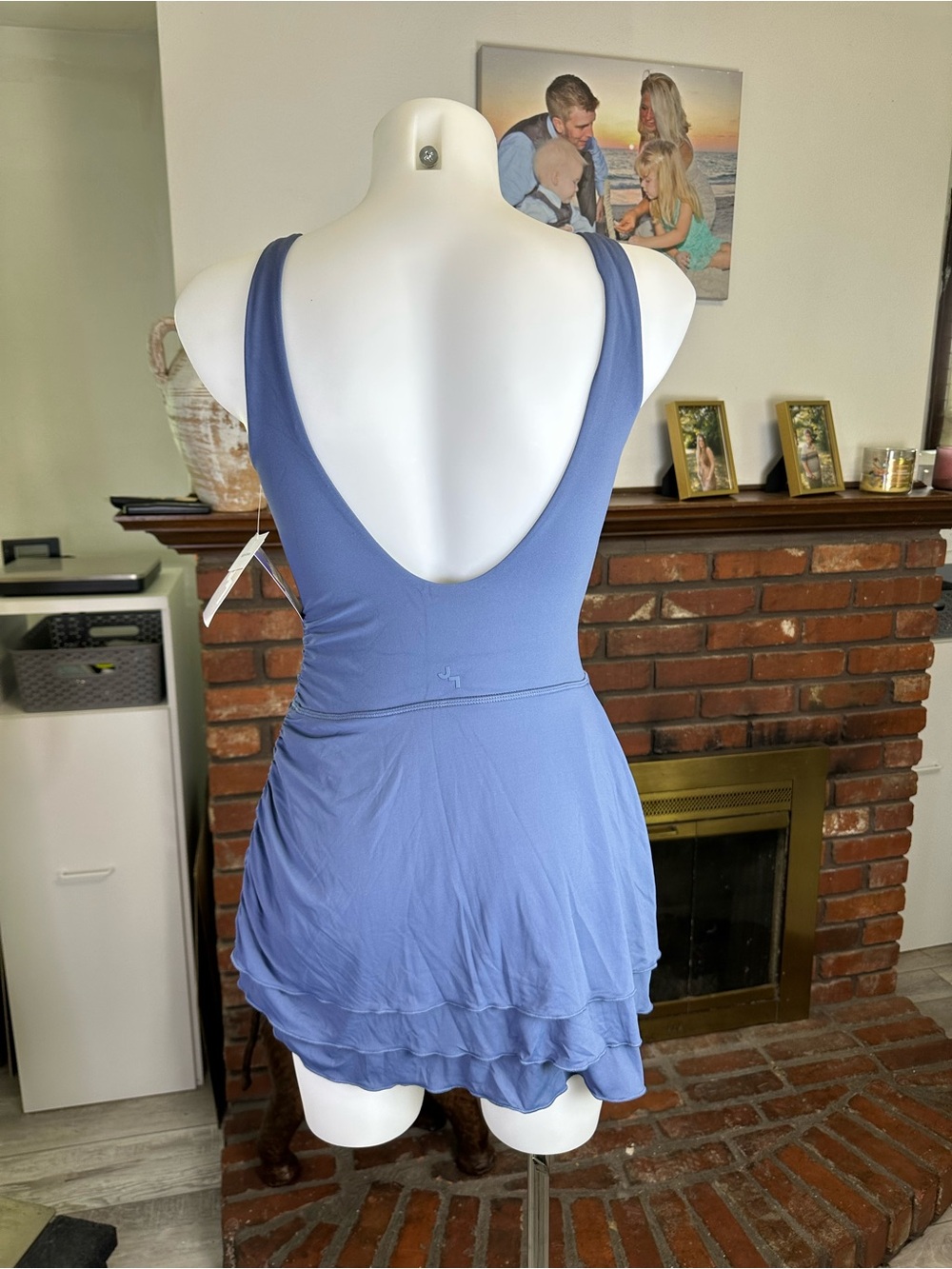 Blue Sleeveless Tiered Skort Dress - Picture 6 of 9